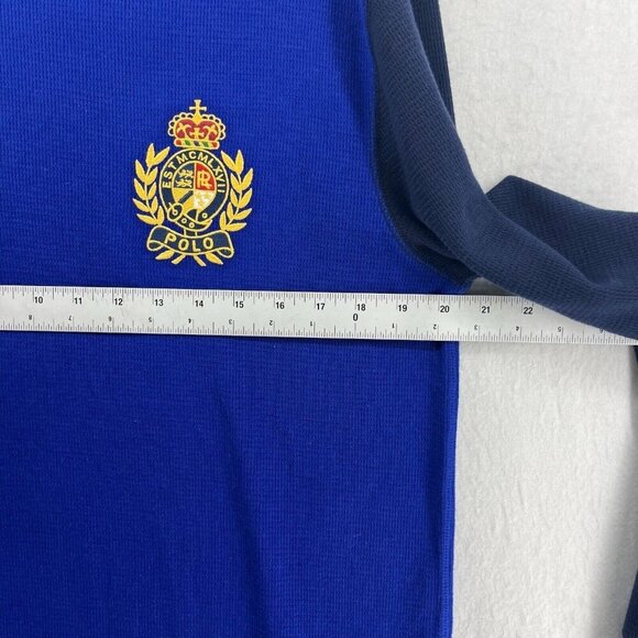 Polo Ralph Lauren Sleepshirt Men's L Blue Navy Colorblock Thermal Waffle Knit - Picture 4 of 13